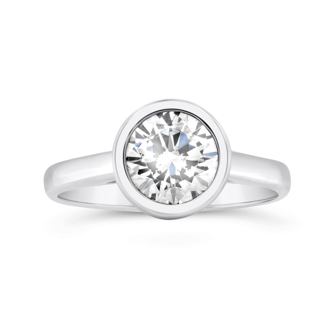 Bezel Set Solitiare Engagement Ring - 122939-RD