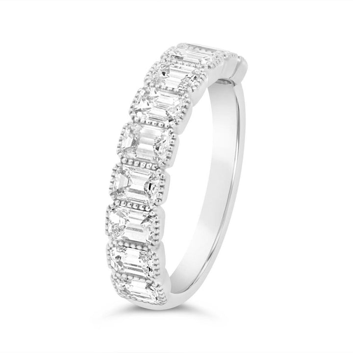 Emerald Cut Diamond Band with Milgrain Finish - YR33953