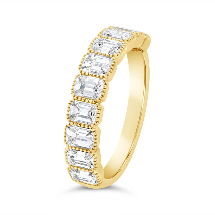 Emerald Cut Diamond Band with Milgrain Finish - YR33953