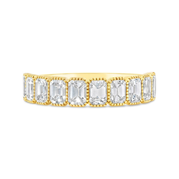 Emerald Cut Diamond Band with Milgrain Finish - YR33953